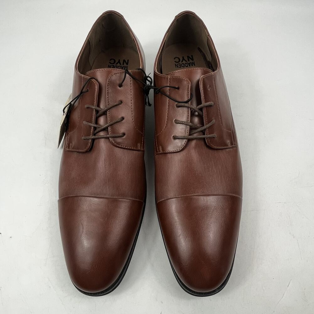 Madden NYC Mens Dress Shoes Size 14 Cognac Brown Cap Toe Oxfords NWT